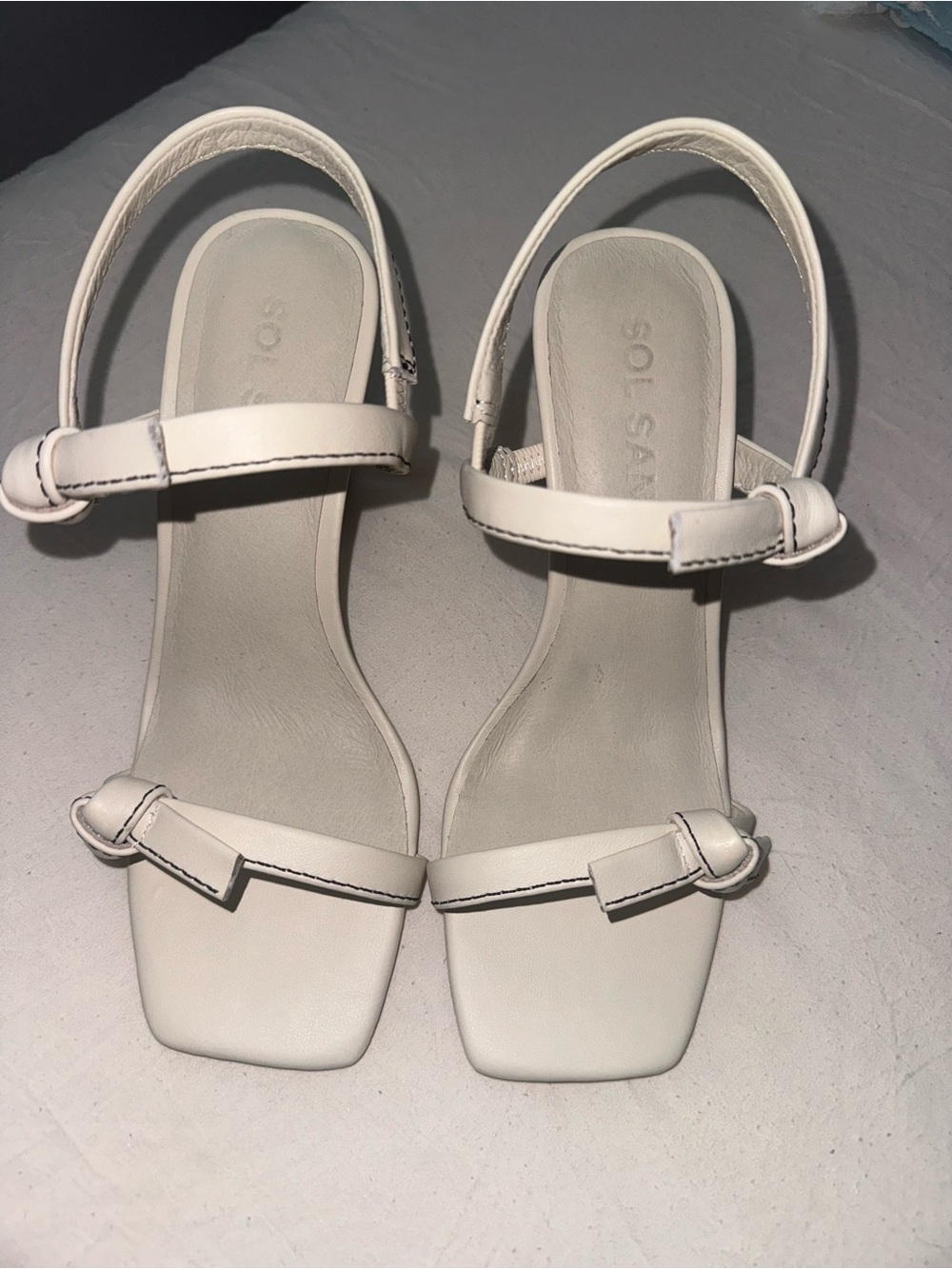 Sol Sana White Square-Toe Strap Sandals